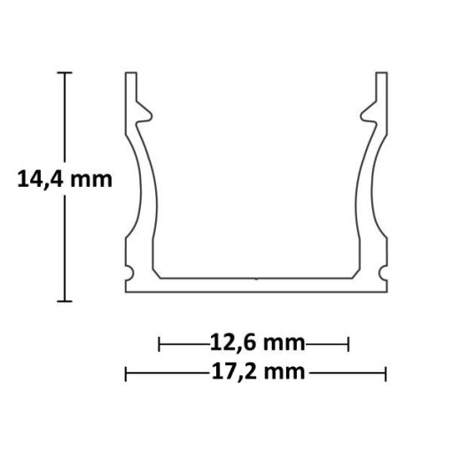 LED konstrukciós profil PURE12 S alumínium eloxált, 200cm
