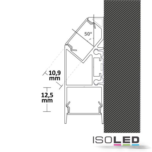 LED-es konstrukciós lámpa profil HIDE ASYNC alumínium eloxált, 200cm