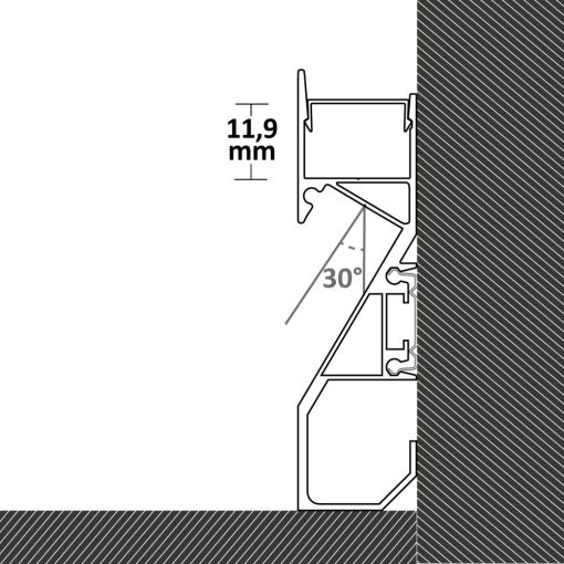 LED szegélyléc profil HIDE BOTTOM fehér RAL 9003