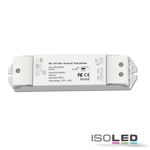Sys-Pro Radio/Push/1-10V Bemenet, Triac-Dimmer, 230V, 300VA, Fázis/szakasz kiválasztható