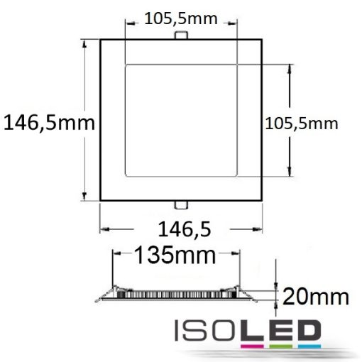 LED mélysugárzó, 9 W, ultra lapos, szögletes, ezüst, semleges fehér, dimmelheto