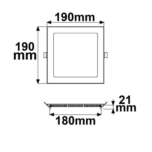 LED mélysugárzó, 15 W, ultra lapos, szögletes, ezüst, meleg fehér, dimmelheto