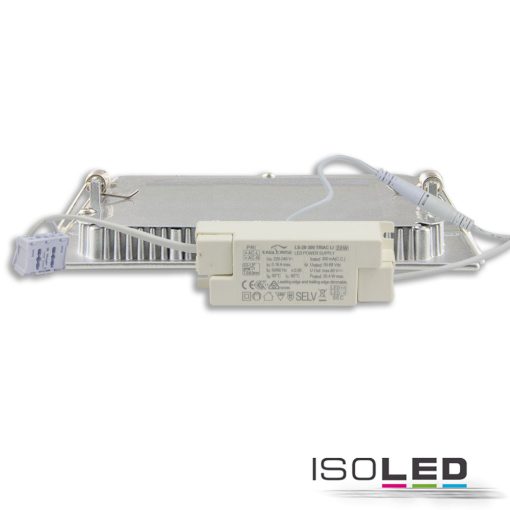 LED mélysugárzó, 15 W, ultra lapos, szögletes, ezüst, semleges fehér, dimmelheto