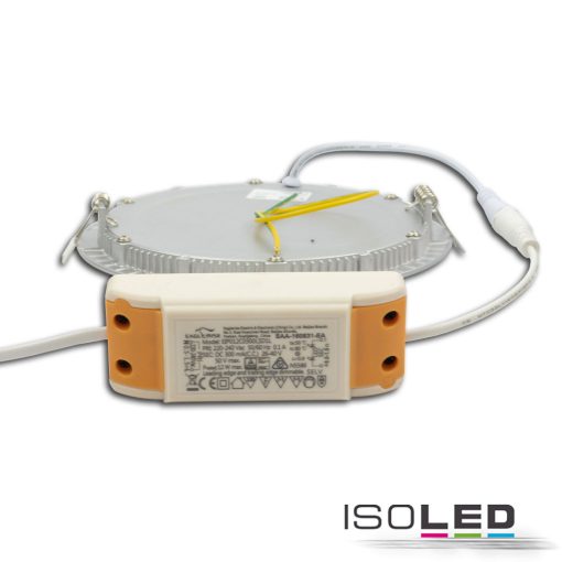 LED mélysugárzó, 12W, kerek, ultra lapos, ezüst, meleg fehér, dimmelheto