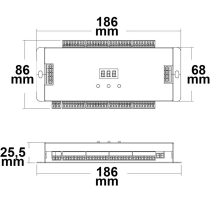 Lépcsoeffektus PWM Dimmer 5-24V DC, 32x1A + SPI kimenet, 2 PIR érzékelo + 2 Push-Tast bemenet