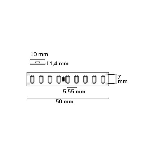 LED HEQ927 flexibilis szalag High Bright, 24V, 12W, IP20, meleg fehér, 160 LED/m