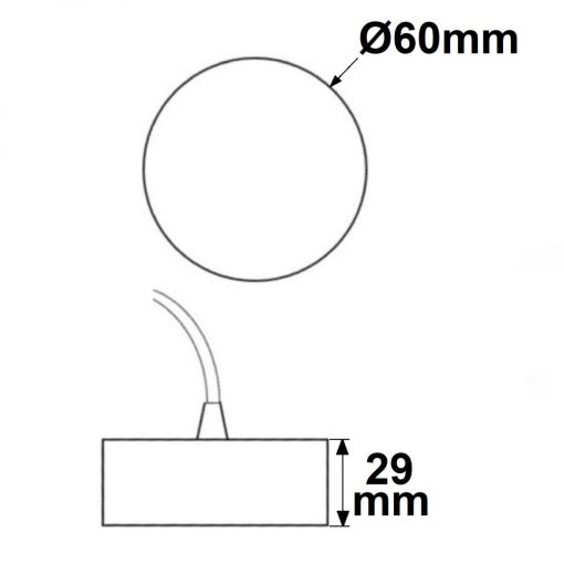 Mennyezeti rózsa 60mm, kerek, fekete, 2 pólusú szövettel bevont kábel, 1,5 m