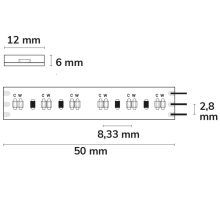 LED CRI923/950 flexibilis szalag, 24V, 10W|10W, IP68, fehér dinamikus, 240 LED/m