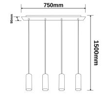 Függesztett lámpa nikkel matt, 4xGU10 foglalat, izzók nélkül