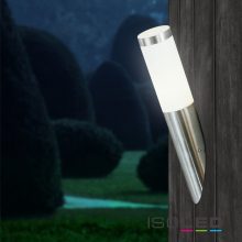 Fali lámpa rozsdamentes acél, IP44, meleg fehér, E27 LED izzó 9W-os izzóval együtt