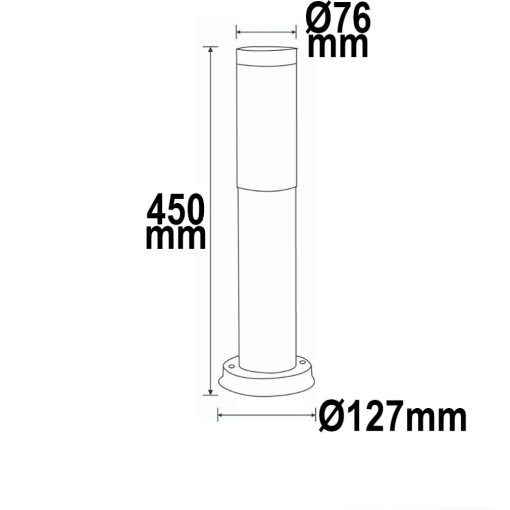 Poller lámpa 450 rozsdamentes acél, IP44, melegfehér, E27 LED izzóval 9W