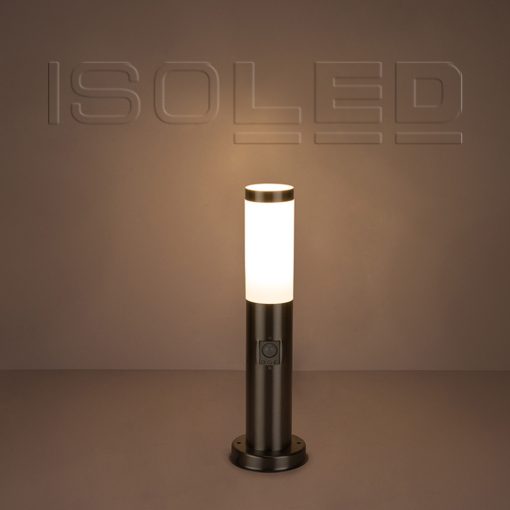 Poller lámpa 450 rozsdamentes acél, IP44, melegfehér, E27 LED izzóval 9W