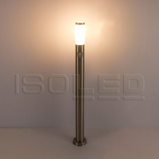 Poller lámpa 1100 rozsdamentes acél, IP44, PIR mozgásérzékelovel, meleg fehér, E27 LED izzóval 9W