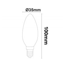 E14 LED gyertya, 4W, világos, meleg fehér, 3 darabos csomagban
