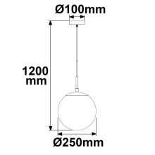 Függesztett lámpa fém fekete, kerek, füstölt üveg, 1xE27 foglalat, izzó nélkül