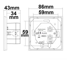 DALI DT8 CCT 1 csoportos süllyesztett érintésvezérlo, fehér, 100-240V AC vagy DALI buszfeszültséggel
