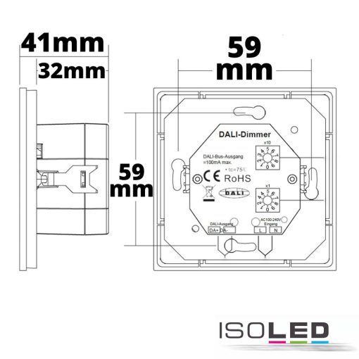DALI 4 csoport/4 jelenet beépített érintésvezérlésu master dimmer,fehér, 100-240V AC/DALI buszfeszültség