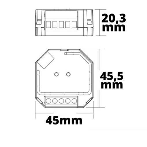DALI-2 DT6 / Push fázisvágó dimmer dimmelheto 230V-os lámpákhoz/transzformátorokhoz, 400VA