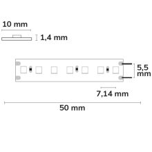 LED CRI Food flexibilis szalag Vegetable, 24V, 14.4W, IP54 Nano bevonat, 130 LED/m