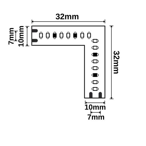 Sarokösszeköto 1,5W fényero a CRI919/940 MiniAMP flexibilis szalag, 24V, 15W, fehér dinamikushoz