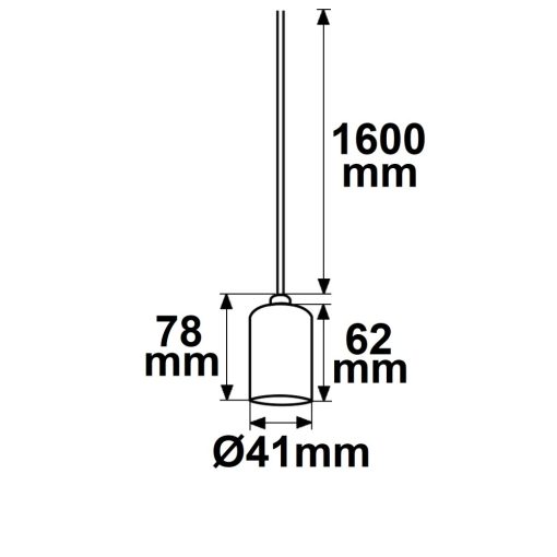 E27 foglalat fekete, fekete kábellel 160cm