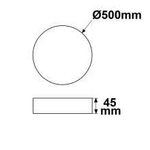 LED mennyezeti lámpa PRO fehér, 36W, kerek, 500mm, ColorSwitch 2700|3000|4000K, dimmelheto