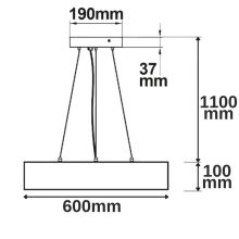 LED függesztett lámpa, D= 60cm, fekete, 52W, ColorSwitch 3000|3500|4000K, dimmelheto
