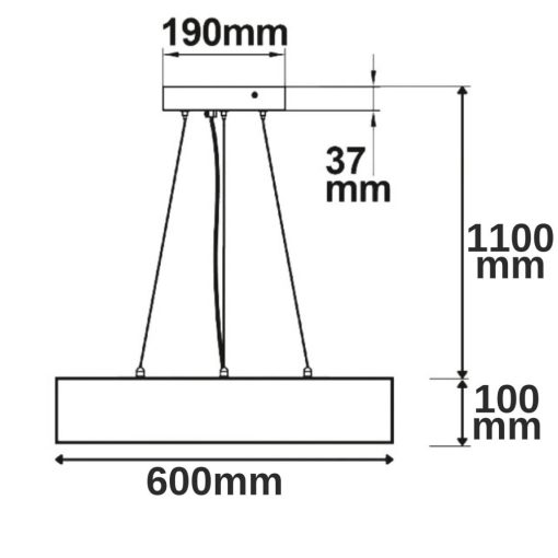 LED függesztett lámpa, D= 60cm, fekete, 52W, ColorSwitch 3000|3500|4000K, dimmelheto
