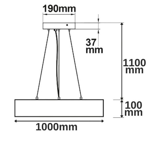 LED függesztett lámpa, D= 100cm, fekete, 160W, ColorSwitch 3000|3500|4000K, dimmelheto
