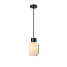 Függesztett lámpa, fehér üveg, keskeny, E27, 50-300cm, izzó nélkül, baldachin nélkül