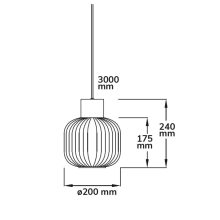 Függesztett lámpa, fehér üveg, kerek, E27, 50-00cm, izzó nélkül, baldachin nélkül