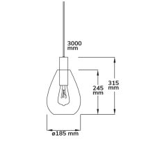 Függesztett lámpa, füstös üveg, E27, 50-300cm, izzó nélkül, baldachin nélkül