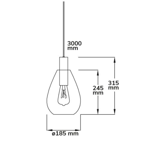 Függesztett lámpa, füstös üveg, E27, 50-300cm, izzó nélkül, baldachin nélkül
