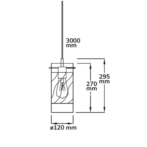 Függesztett lámpa, füstös, göndör üveg, E27, 50-300cm, izzó nélkül, baldachin nélkül