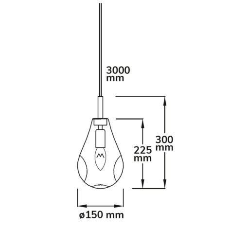 Függesztett lámpa, borostyán üveg, E14, 50-300cm, izzó nélkül, baldachin nélkül.