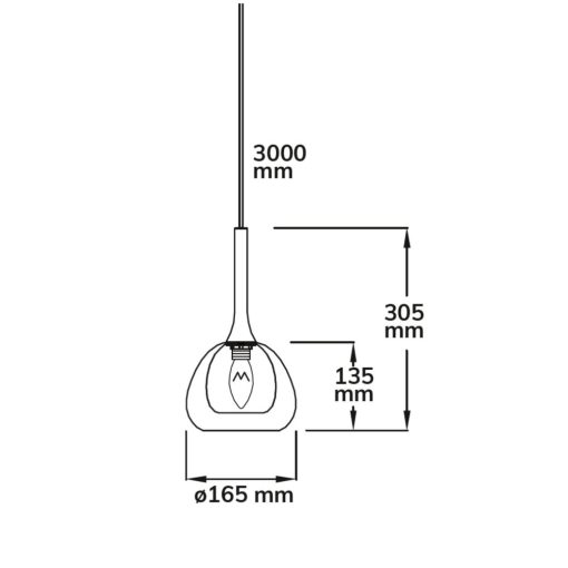 Függesztett lámpa, átlátszó/fekete üveg, E14, 50-300cm, izzó nélkül, baldachin nélkül