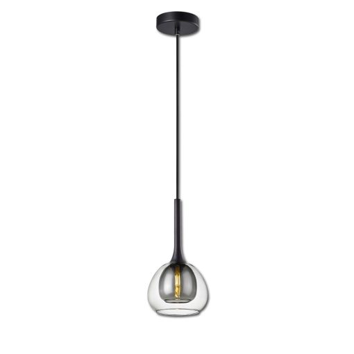 Függesztett lámpa, átlátszó/fekete üveg, E14, 50-300cm, izzó nélkül, baldachin nélkül