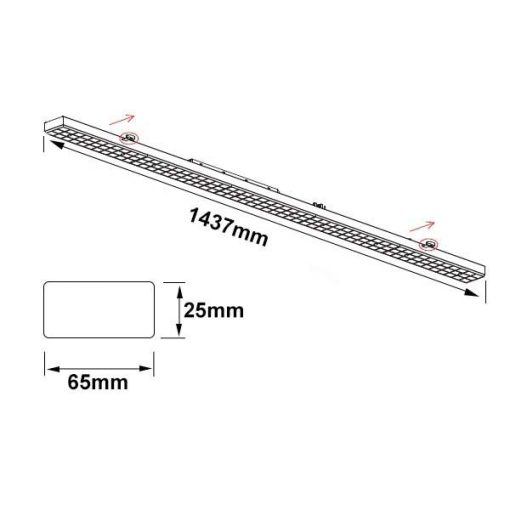 FastFix LED lineáris rendszer S modul 1.5m 25-75W, 5000K, 25° balra, DALI dimmelheto