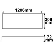 Szerelokeret fehér RAL 9016, mag. 7cm, 1200x300 LED panelekhez, dugaszolható gyorsszereléssel.