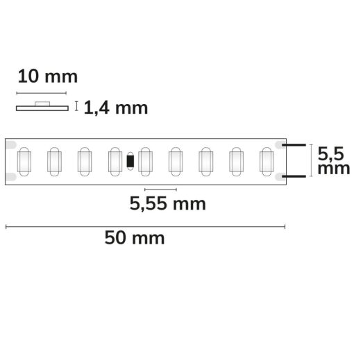 LED HEQ830 flexibilis szalag 200 Lumen/W, 24V, 9W, IP20, 3000K, 179 LED/m