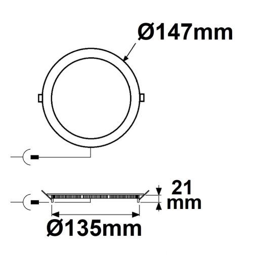 LED mélysugárzó, 9W, kerek, ultra lapos, vakítás-csökkentett, fehér, meleg fehér, dimmel. CRI90