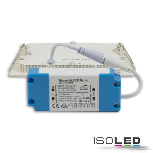 LED mélysugárzó, 9W, szögletes, ultra lapos, vakítás-csökkentett, fehér, melegfehér, dimmel. CRI90