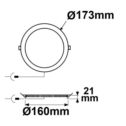 LED mélysugárzó, 12W, kerek, ultra lapos, vakítás-csökkentett, fehér, meleg fehér, dimmel. CRI90