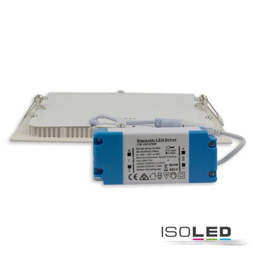LED mélysugárzó, 15W, szögletes, ultra lapos, vakítás-csökkentett, fehér, semleges fehér, dimmel.