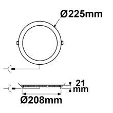 LED mélysugárzó, 18W, kerek, ultra lapos, vakítás-csökkentett, fehér, meleg fehér, dimmel. CRI90