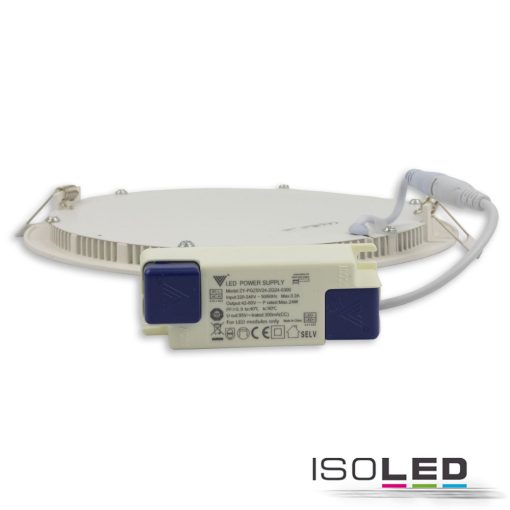 LED mélysugárzó, 18W, kerek, ultra lapos, vakításcsökkentett, fekete, meleg fehér, dimmel. CRI90