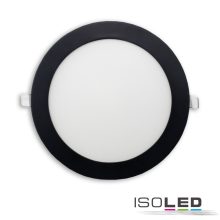 LED mélysugárzó, 18W, kerek, ultra lapos, vakításcsökkentett, fekete, meleg fehér. CRI90