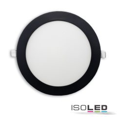   LED mélysugárzó, 18W, kerek, ultra lapos, vakításcsökkentett, fekete, meleg fehér. CRI90