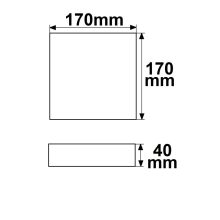 LED mennyezeti lámpa PRO fehér, 15W, szögletes, 170mm, ColorSwitch 2700|3000|4000K, dimmelheto