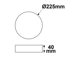 LED mennyezeti lámpa PRO fehér, 24W, kerek, 225mm, ColorSwitch 2700|3000|4000K, dimmelheto